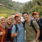 photo trekkingdi sentul peserta di area sawah
